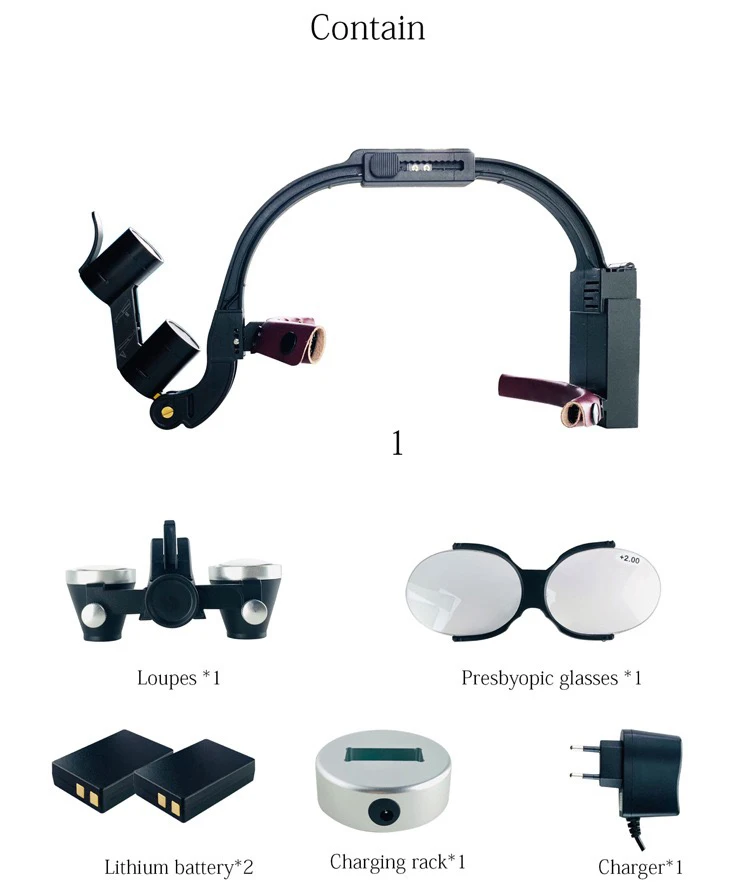 Dental Glasses Surgeon Loupes With LED Wireless Headlight Loup Light Dental Binocular Headband Loupe 3.5X/2.5X