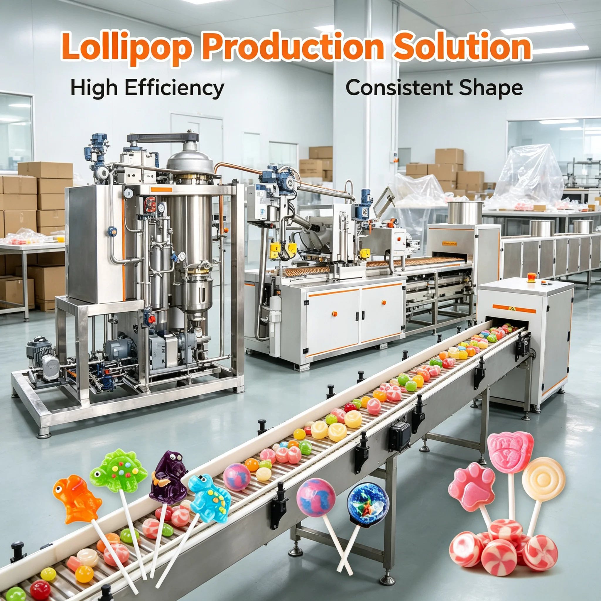 Hard Candy Molding Production Line Automatic Lollipop Making Equipment For Confectionery Factory Customized