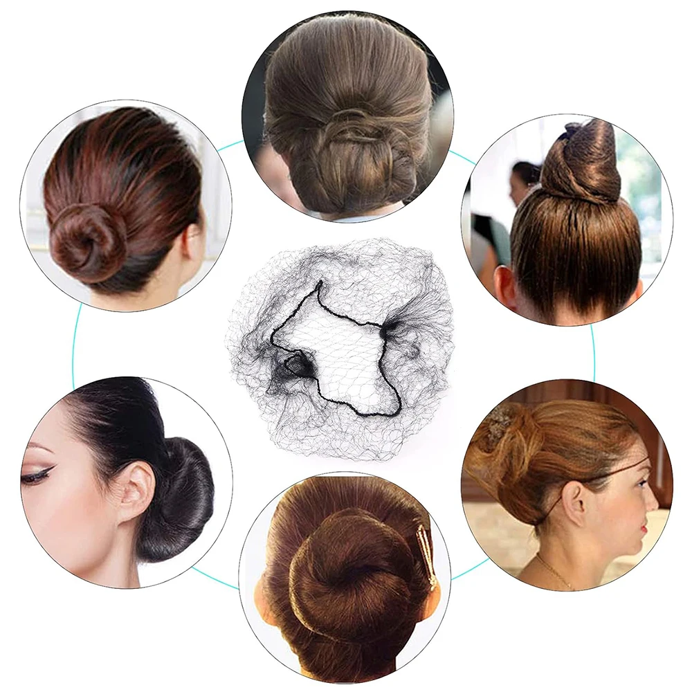 10/60Pcs 5MM Nylon Hair Nets Invisible Disposable Hair Net Ballet Dance Net Bun Hair Nets Invisible Elastic Edge Mesh Hair image 6