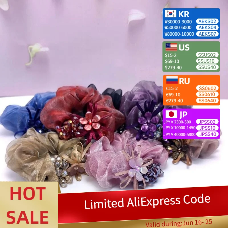 

Silk Yarn Elastic Hair Bands Rhinestone Scrunchie Coletero Lazo Pelo Mujer Scrunchies Accesorios Para El Cabello Hair Ties