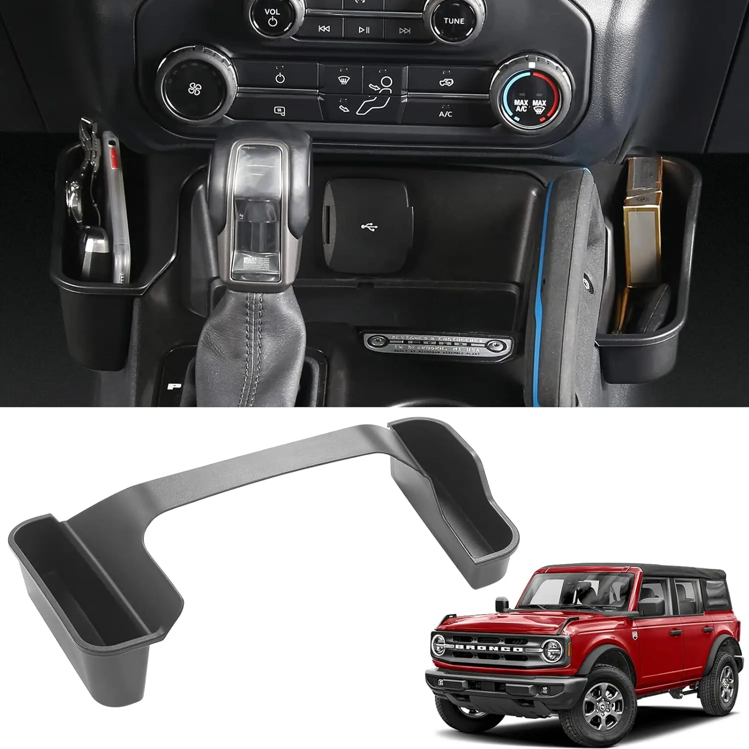 Center Console Organizer Tray For Ford Bronco 2/4 Door Gear Shift Storage Box Additional Interior Storage Accessories