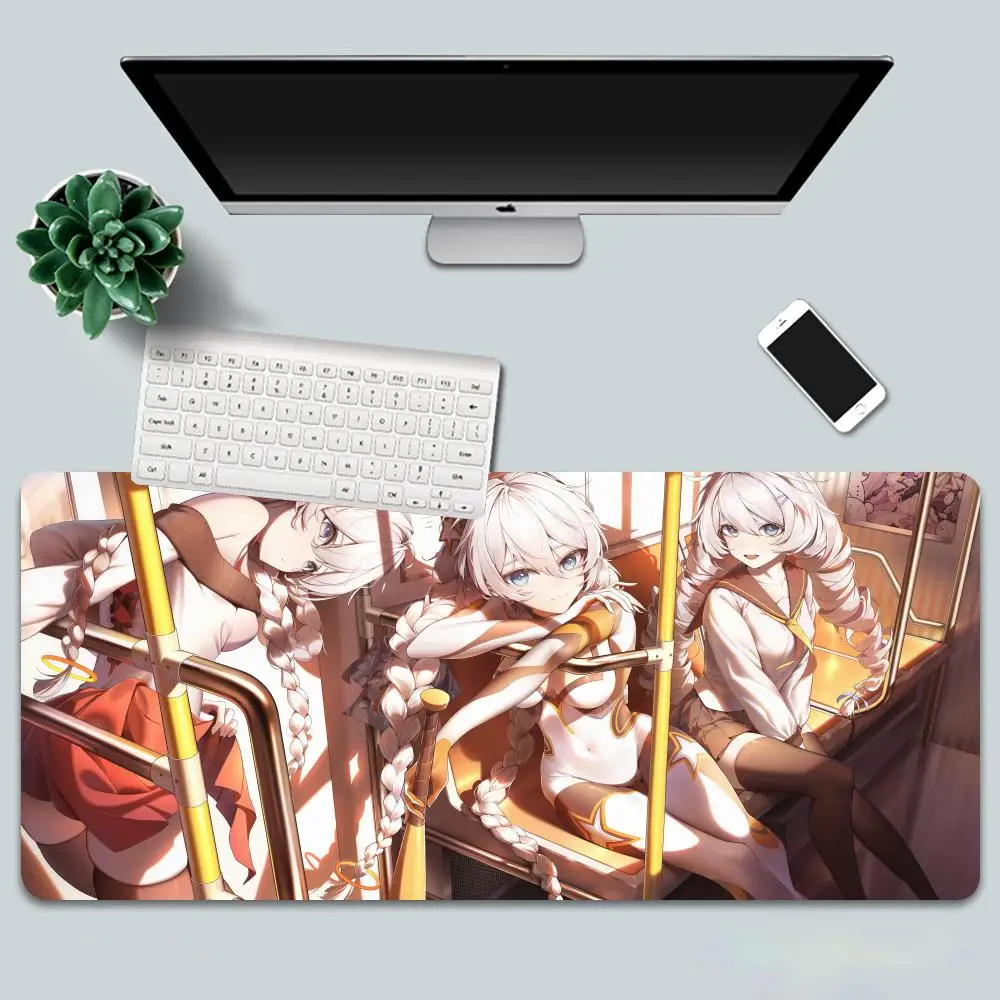 Imagem -02 - Honkai Jogo Antiderrapante de Borracha Gaming Mouse Pad Acessórios de Mesa Play Mats Cool Kiana Kaslana Bloqueio de Borda Hot