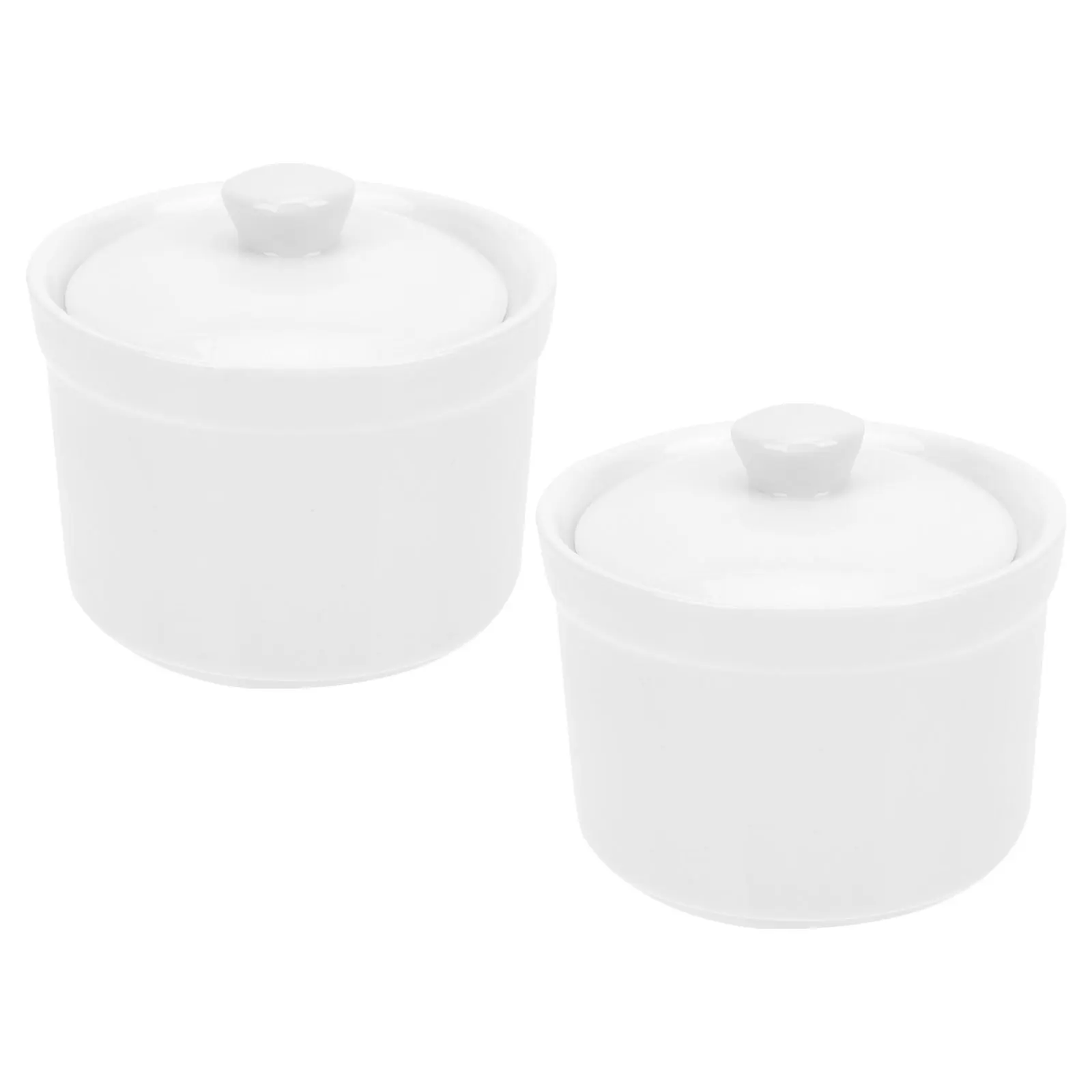 

2Pcs Ceramic Soup Crocks Lids White Porcelain Stew Pot Casserole Clay Pot Cooking Serving Bowls Microwave Oven Safe