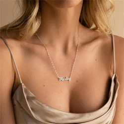Custom Name Water Wave Chain Necklace for Women Personalized Gold Stainless Steel Necklace Women Jewelry Gift Valentine's Day