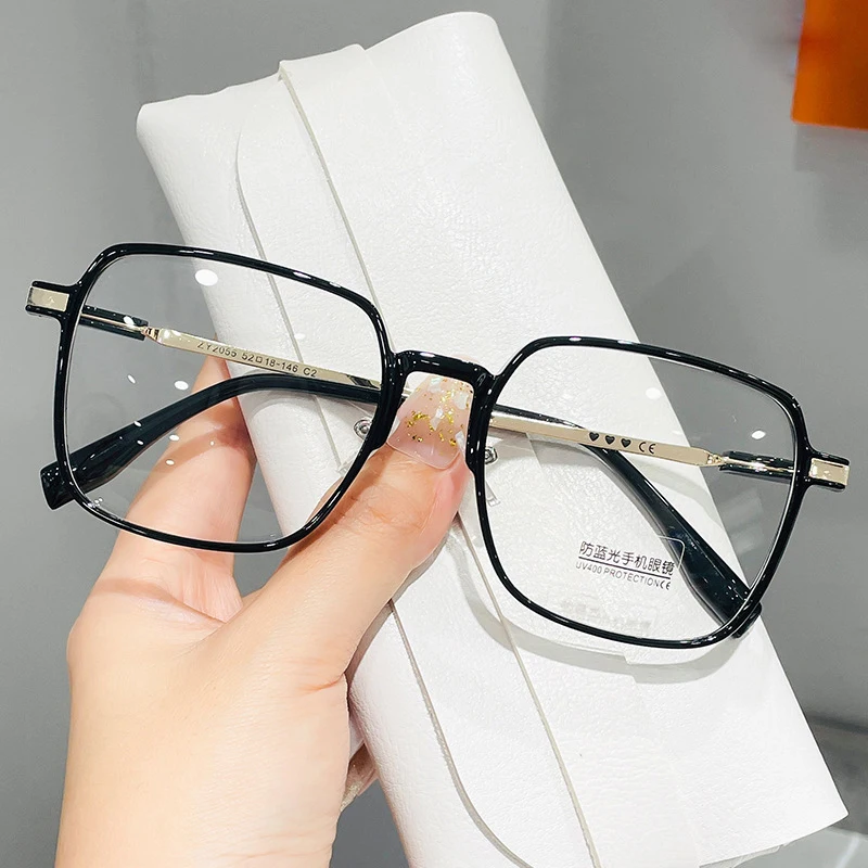 Square Blue Light Blocking Glasses Man Women Black Oversized Optical Eyeglasses Computer Spectacles Big Frame Computer Eyewear
