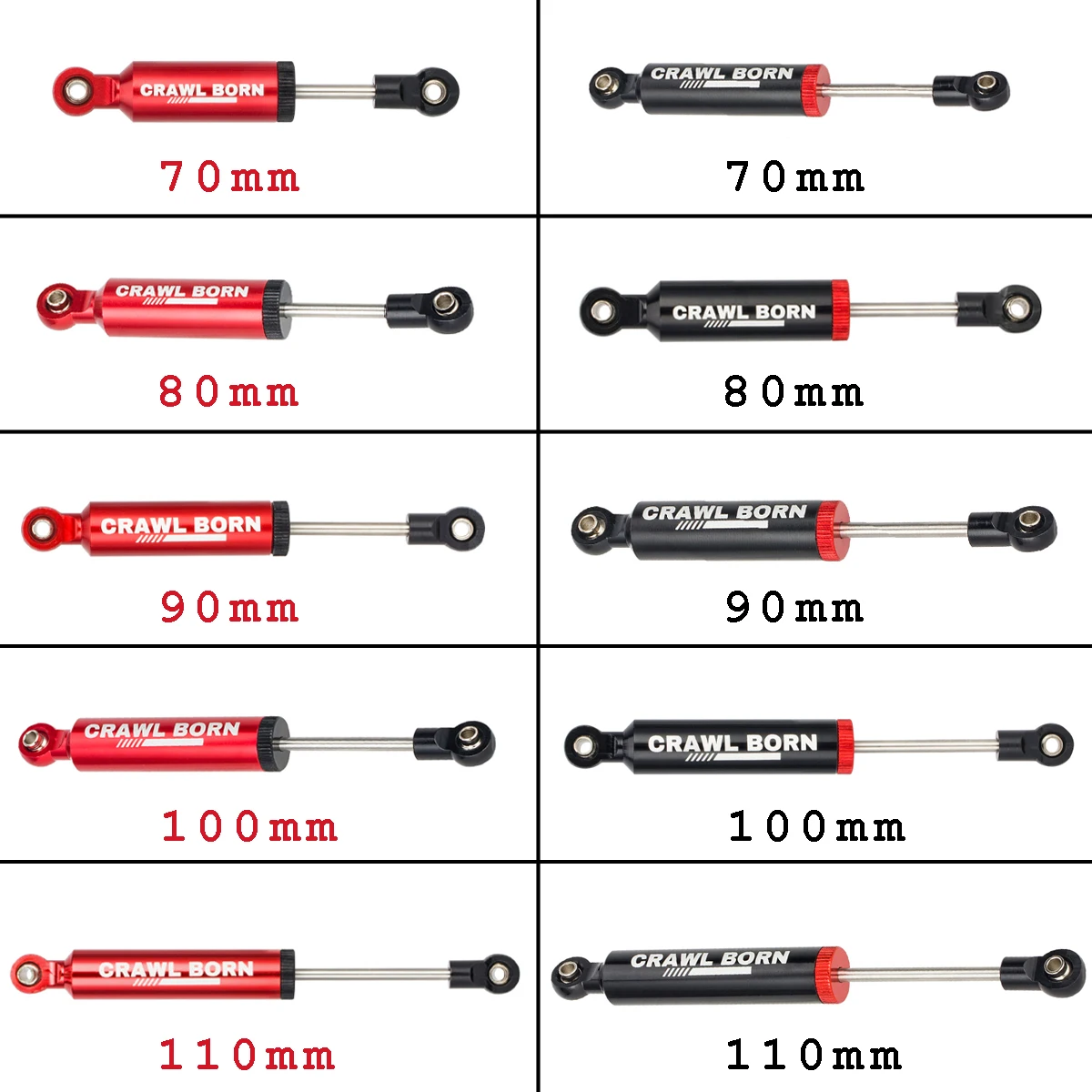 4PCS 1:10 RC Crawler Car Shock Absorbers 110 100 90 80 70mm Alloy Hydraulic Damper for TRX4 Axial SCX10 D90 Redcat RC Truck Part