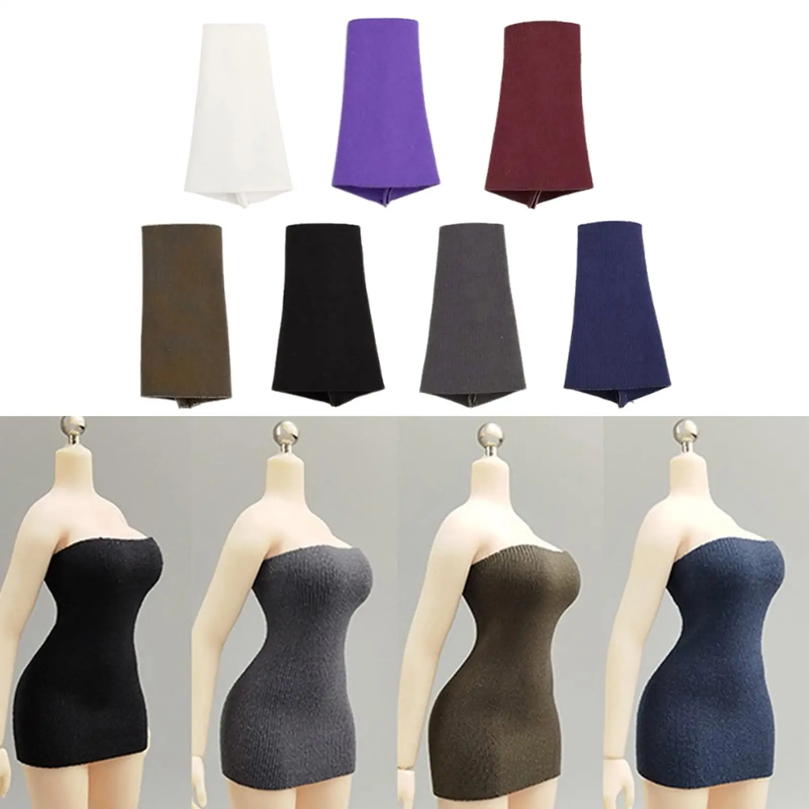1:12 Tube Dress Miniature Summer Clothes Retro Stylish Accessories Outfit Sleeveless for 6 inch Woman Figures Accessory - Image 3