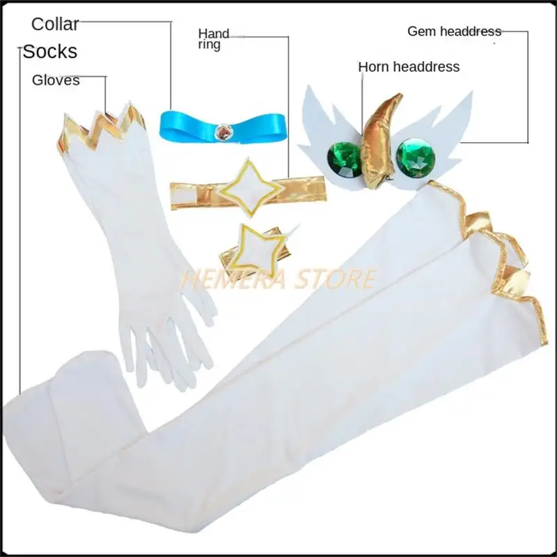 LOL Game Panoramic Star Soraka Cosplay Costume, The Starchild Wig, Ears Horn Anime, Lolita fur s, Sexy Women, Green imbibé, Halloween