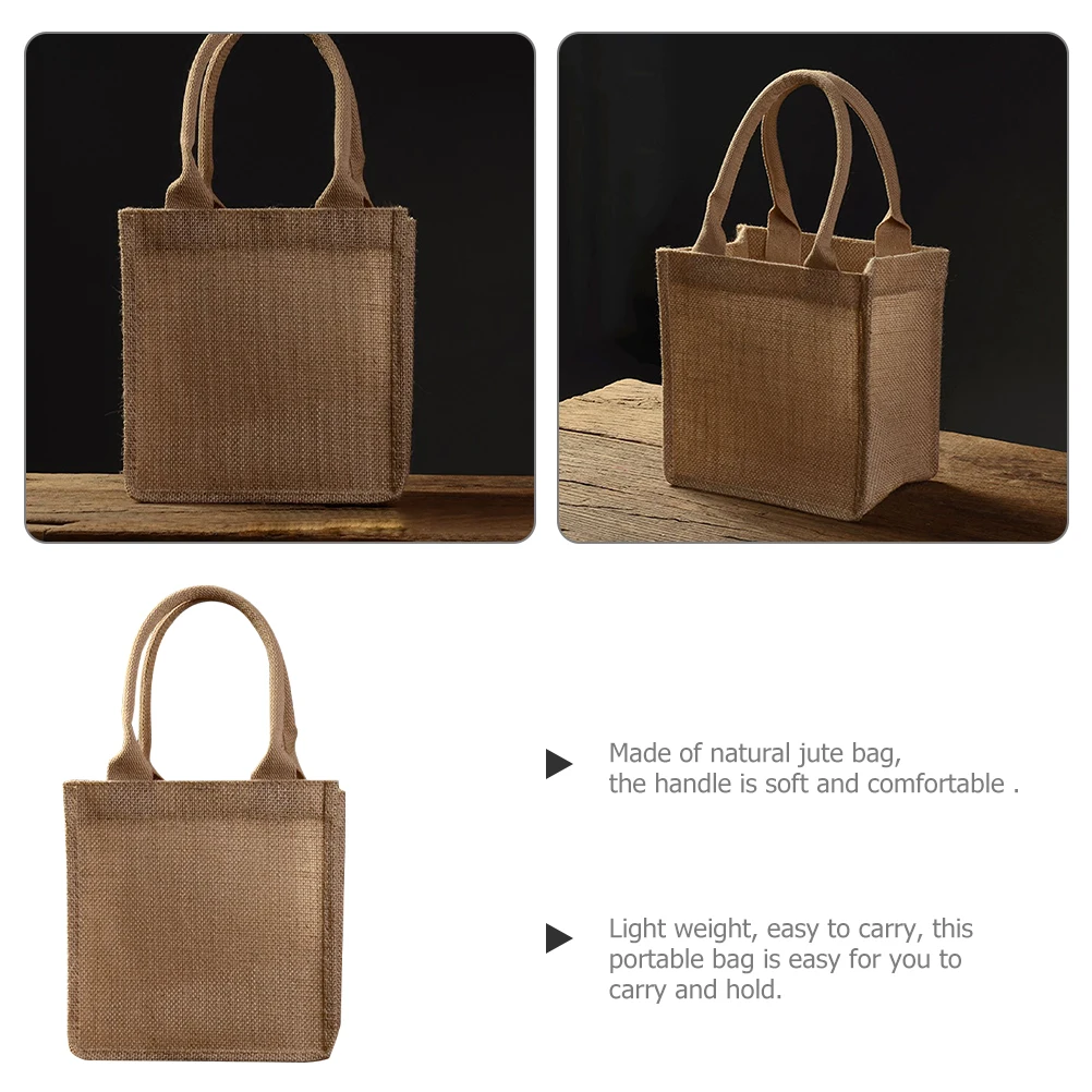 

Eco-friendly Cloth Shopping Bag 22x15x23cm Jute Tote Reusable Water-resistant DIY Burlap Bag for Travel Party