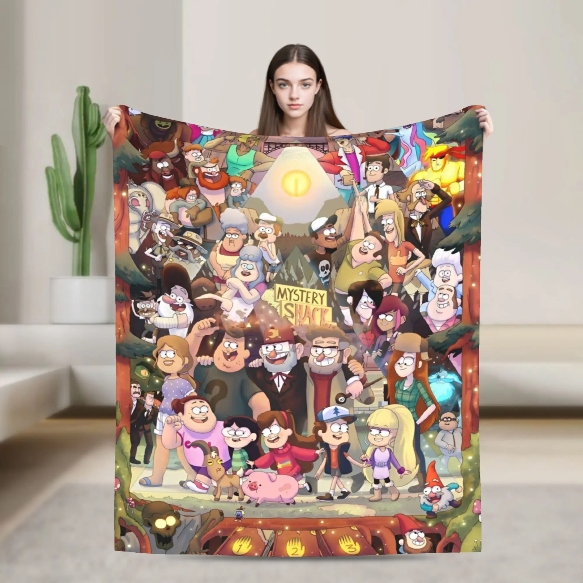 Gravitys Falls Blankets Bill Cipher Adventure Fleece Throw Blankets Summer Air Conditioning Decoration Lightweight Bedsprea,