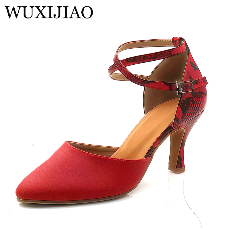 

WUXIJIAO Ballroom Latin Dance Shoes Modern Pole Dance Shoes Salsa Tango Adjustable Latin Shoes For red pencil heels for woman