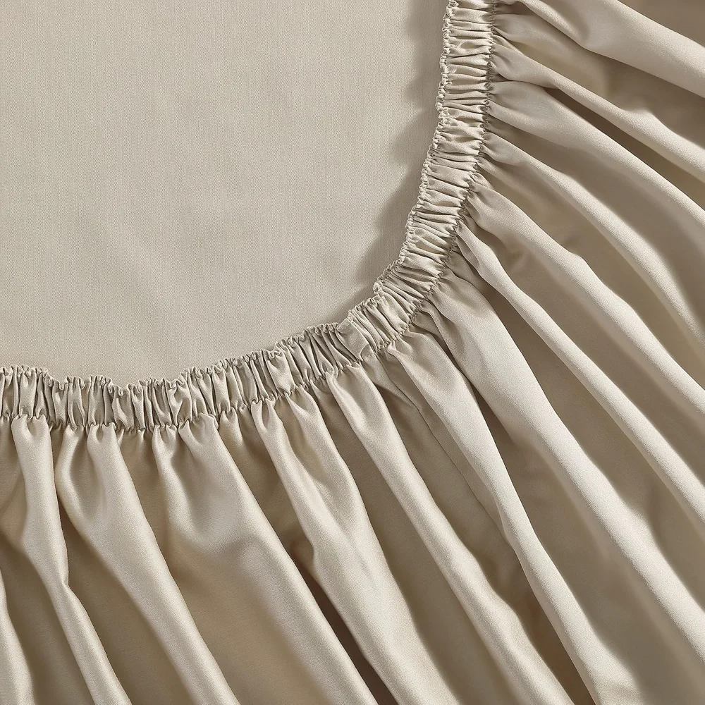 نوتيكا - ملاءات كينج، سرير ساتين قطني، عدد 400 خيط، حريري ناعم ومقاوم للتجاعيد (بيج ريجاتا، كينج) #5