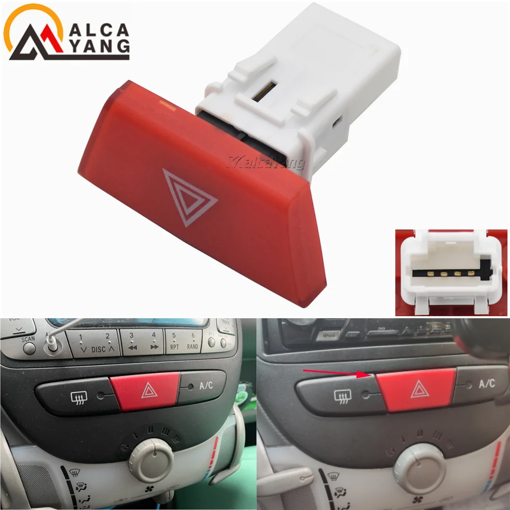 6490.NG For 107 C1 Aygo Mk1 2005-2014 Hazard Light Control Warning Switch 6490NG car styling