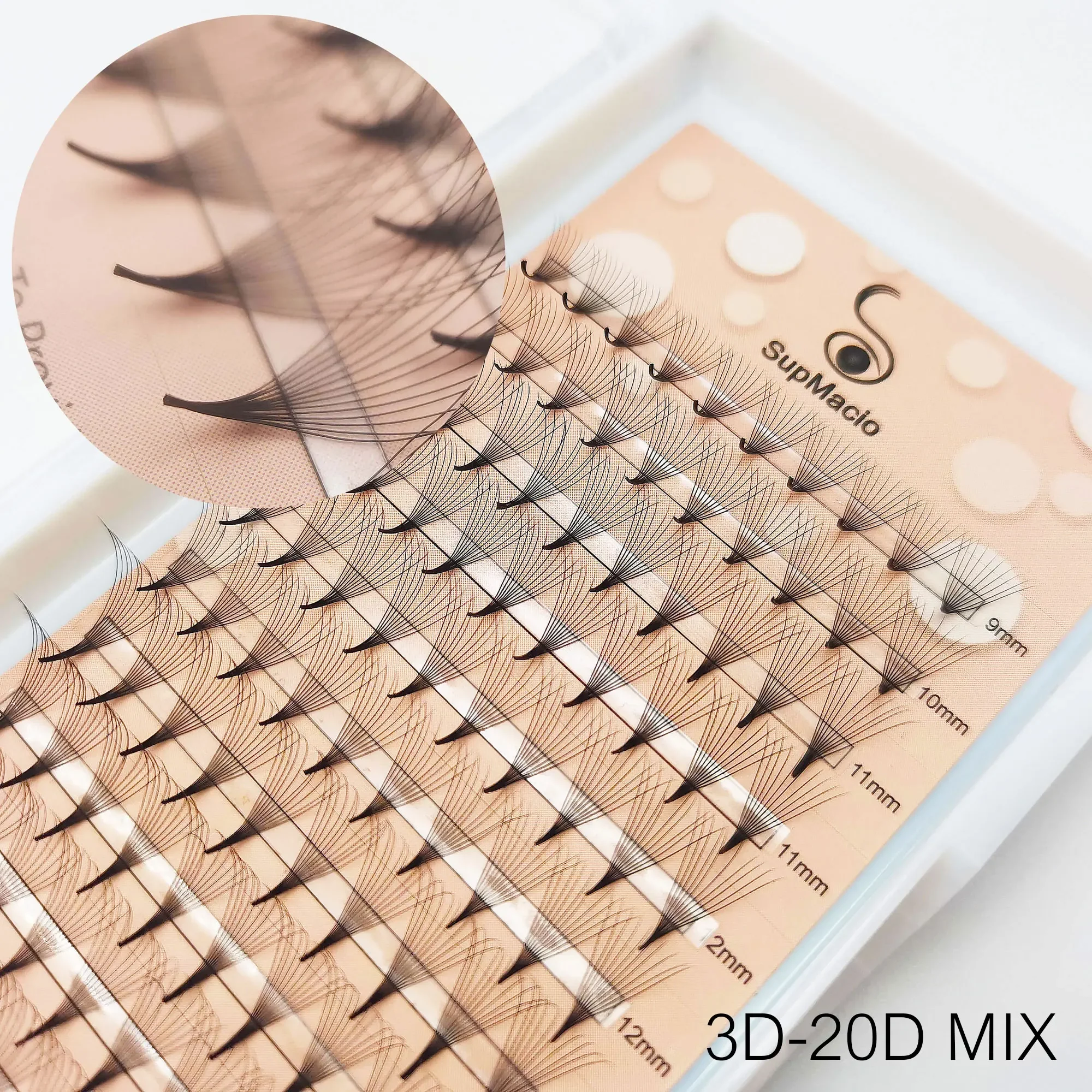 Clearance Price Supmacio Russian Volume Fans Mixed Narrow Pointy Base Soft Natural 12row bouqet premade eyelash extension