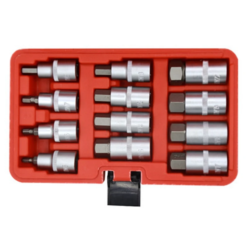 12Pcs 1/2 Inch Drive Impact Hex Bit Socket Set H5 H6 H7 H8 H10 H12 H14 H16 H17 H18 H19 H22 Hex Key Sockets Set Hand