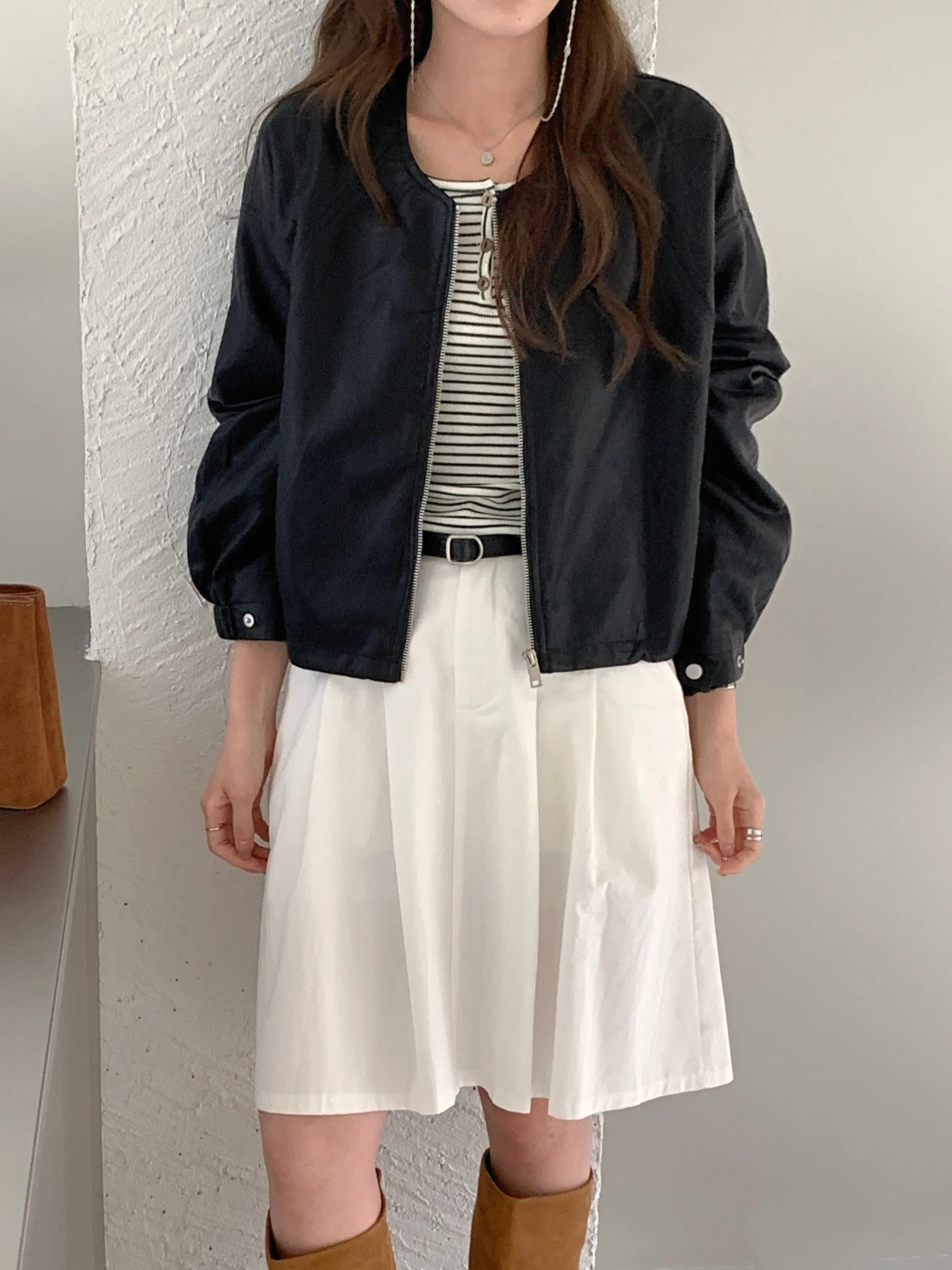 

Корейская верхняя одежда Sle ort, женская круглая Ne Casual, высокое качество, осень-зима, новинка Faion Bubble Sve, куртка на молнии