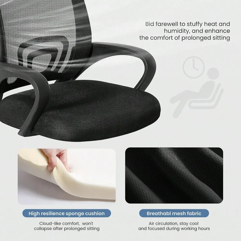 

Chair Ergonomic Mid Back Mesh Desk Chair With Lumbar Support Rocking Mode, Height Adjustable With Fixed Armrest, Computer, Gami