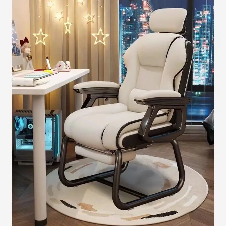 Ergonomic Office Chair with Adjustable Headrest, Latex Seat, Reclining Function & Linked Armrests, Bow Tie Base