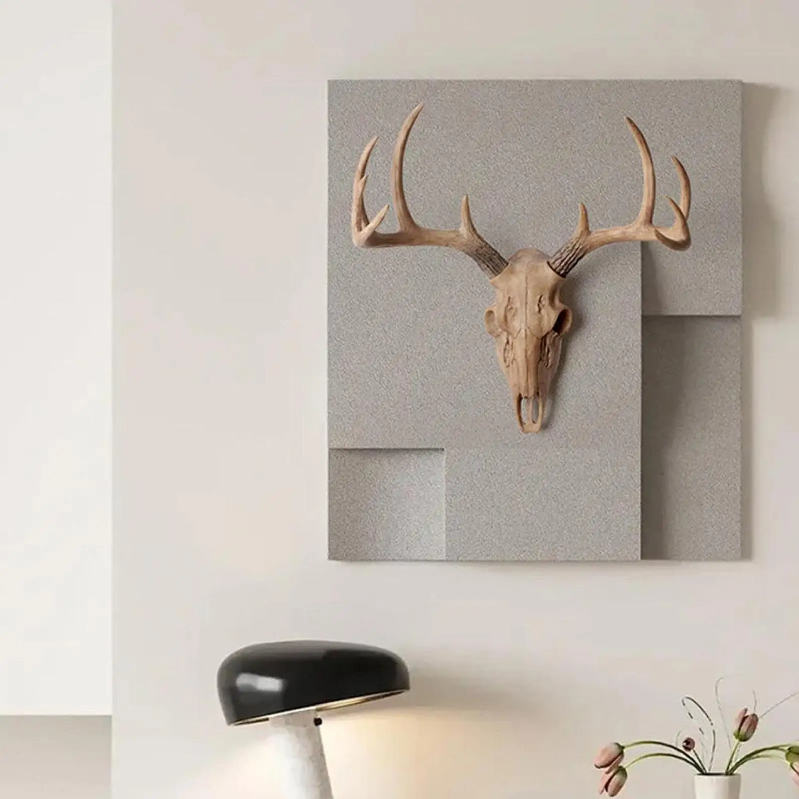 Vintage Deer Head Wall Mount Resin Antler Plaque Farmhouse Lodge Cabin Decor Rustic Home Office Mantel Art Unique Halloween Gift