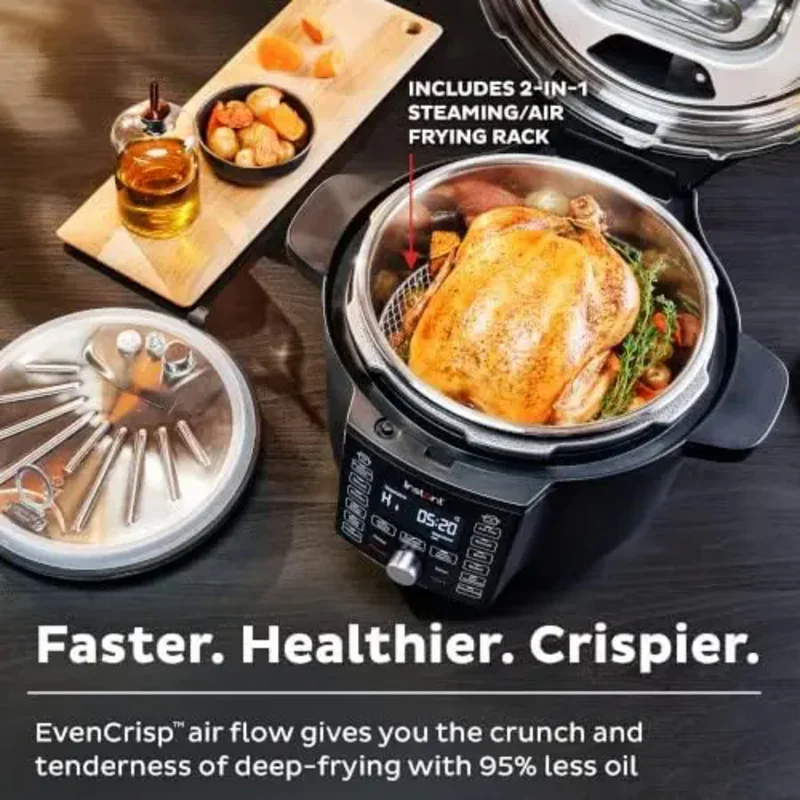 Instant Pot Duo Crisp Ultimate Lid, 13-in-1 Air Fryer and Pressure Cooker Combo,Sauté,Slow Cook,Bake,Steam,Warm,Roast,Dehydrate