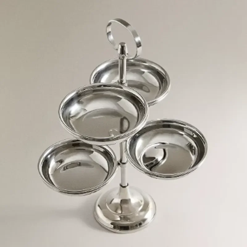 Stainless Steel Fruit Plate Multi Layer Cake Stand European Light Luxury Dessert Display Rack Home Kitchen Decorative Tray