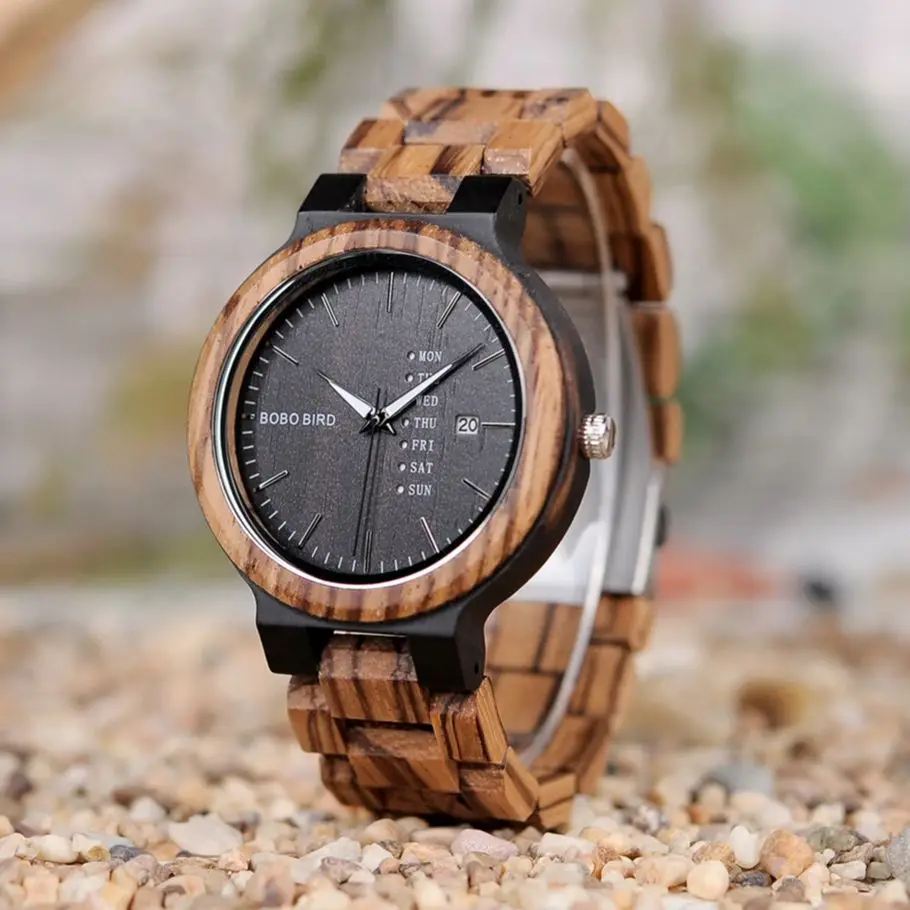 BOBO BIRD Man Qaurtz Watch Men's Wrist Watches Male Wood Timepieces For Men Display Week Date Customized Great Gift Dropshipping