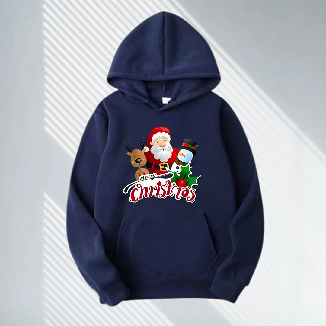 Felpa con cappuccio da donna autunno e inverno nuovo stile coppia di Natale con motivo Babbo Natale per feste di Natale e moda