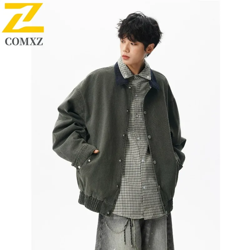 

COMXZ Men Cotton Valley Jackets Autumn New Casual Fashion Hiking Comfortable Walking Racing Jacket Minimalist High Quality Coat