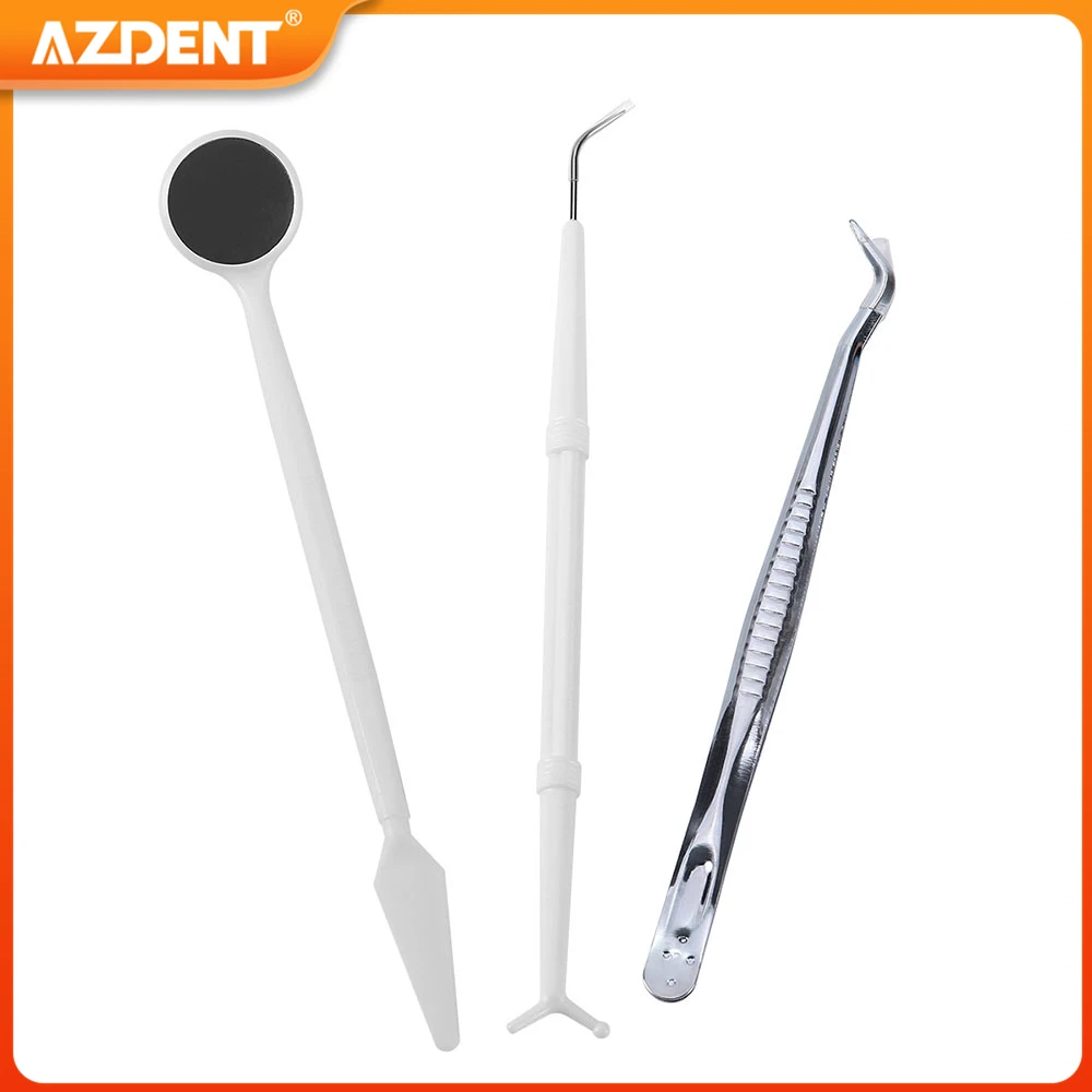 3 sztuk/zestaw Dental Oral lustrzane szczypce Explorer AZDENT kleszcze zestaw sond jednorazowe instrumenty materiały stomatologiczne jednorazowe