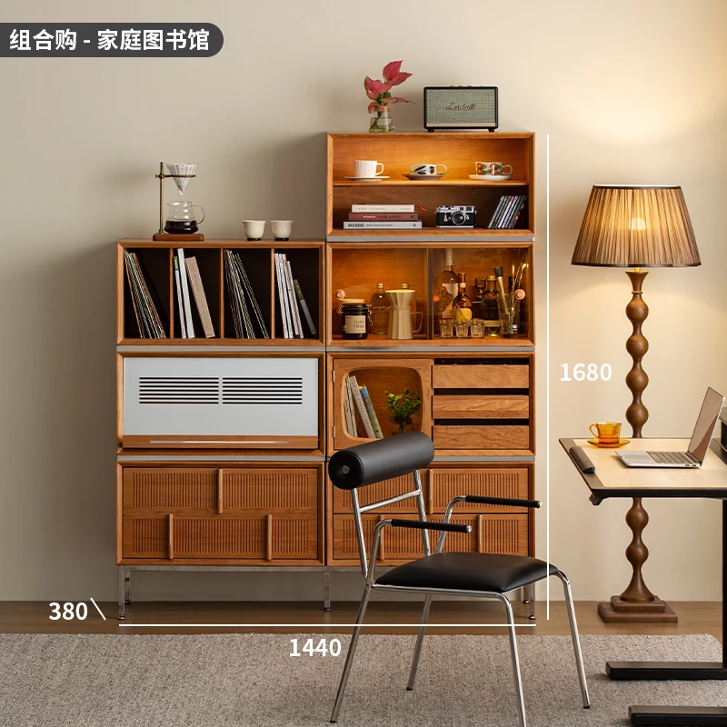 

Modular combination, side cabinet against the wall, cherry solid wood home kitchen, dining room storage, TV cabinet