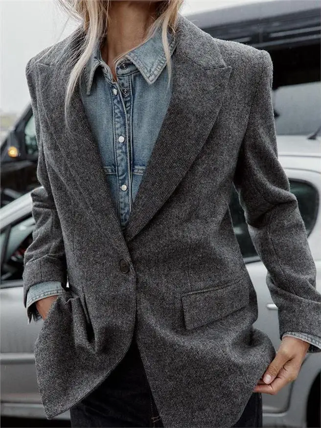 

Faionable Long Sve Houtooth костюм Jaet женская зимняя верхняя одежда универсальная Sli для поездок на работу ветрозащитная водонепроницаемая