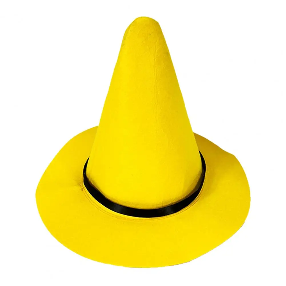 Premium Costume Hat Yellow Felt Top Hat for Halloween Costume Party Pointy Witch Hat with Brim Cosplay for Trick-or-treating