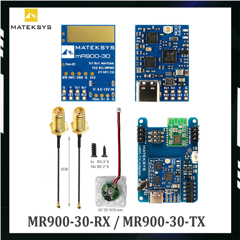 MATEK MATEKSYS MLRS MAVLINK 900MHZ TX MODULE KIT MR900-30-TX / MLRS MAVLINK 900MHZ RECEIVER MR900-30-RX For long Range RC Drone