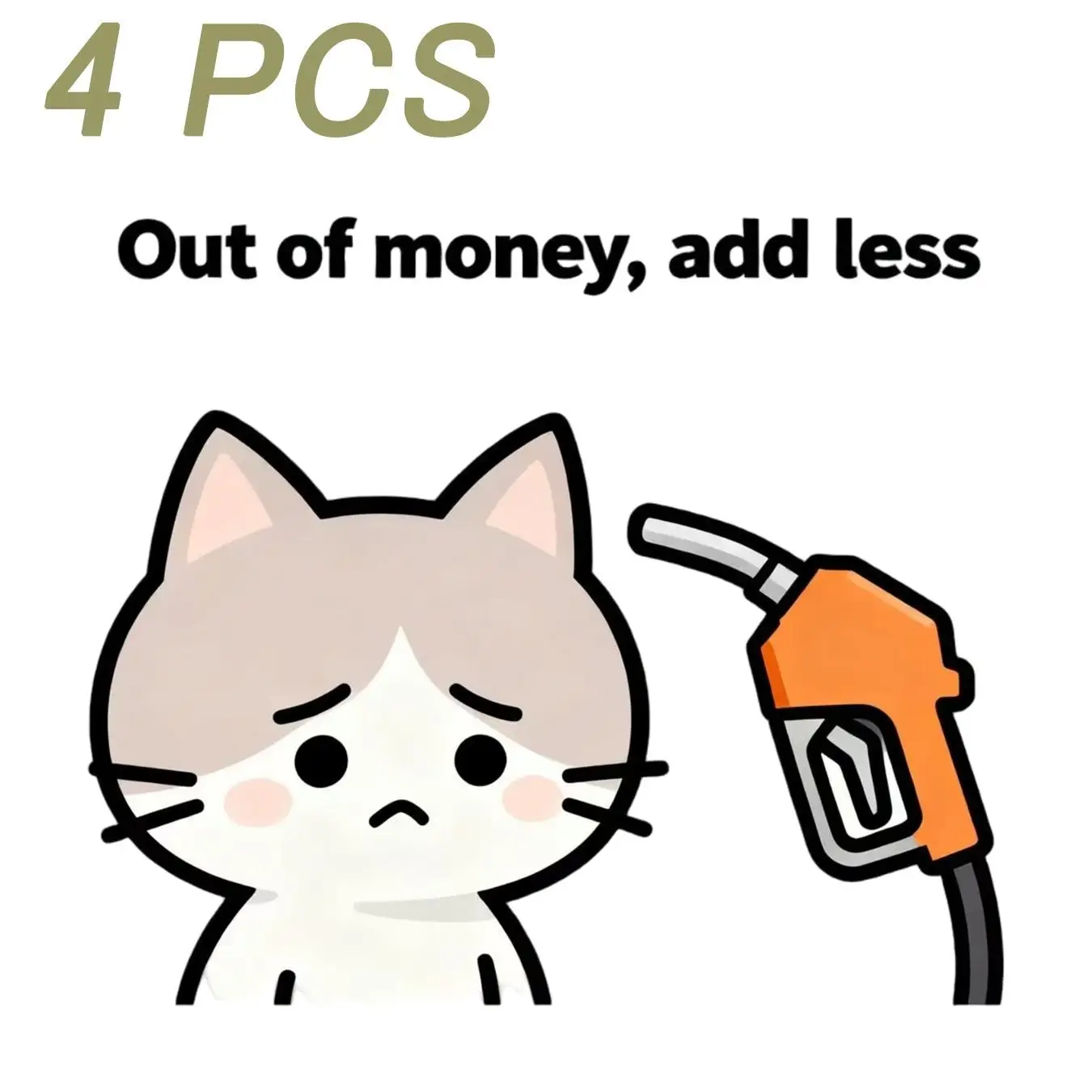 4pcs Funny Low Fuel Warning Stickers - Cute Cat Themed Fuel Cap Decals with  Petrol Labels, Self-Adhesive PE Weatherproof