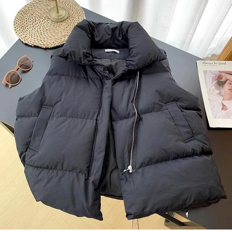 Women  Feather  Cotton  Vest  Fall/Winter  New  Korean  Loose  Solid Color  Outer Wear  Vest  Hundred  Horse Jacket  Jacket
