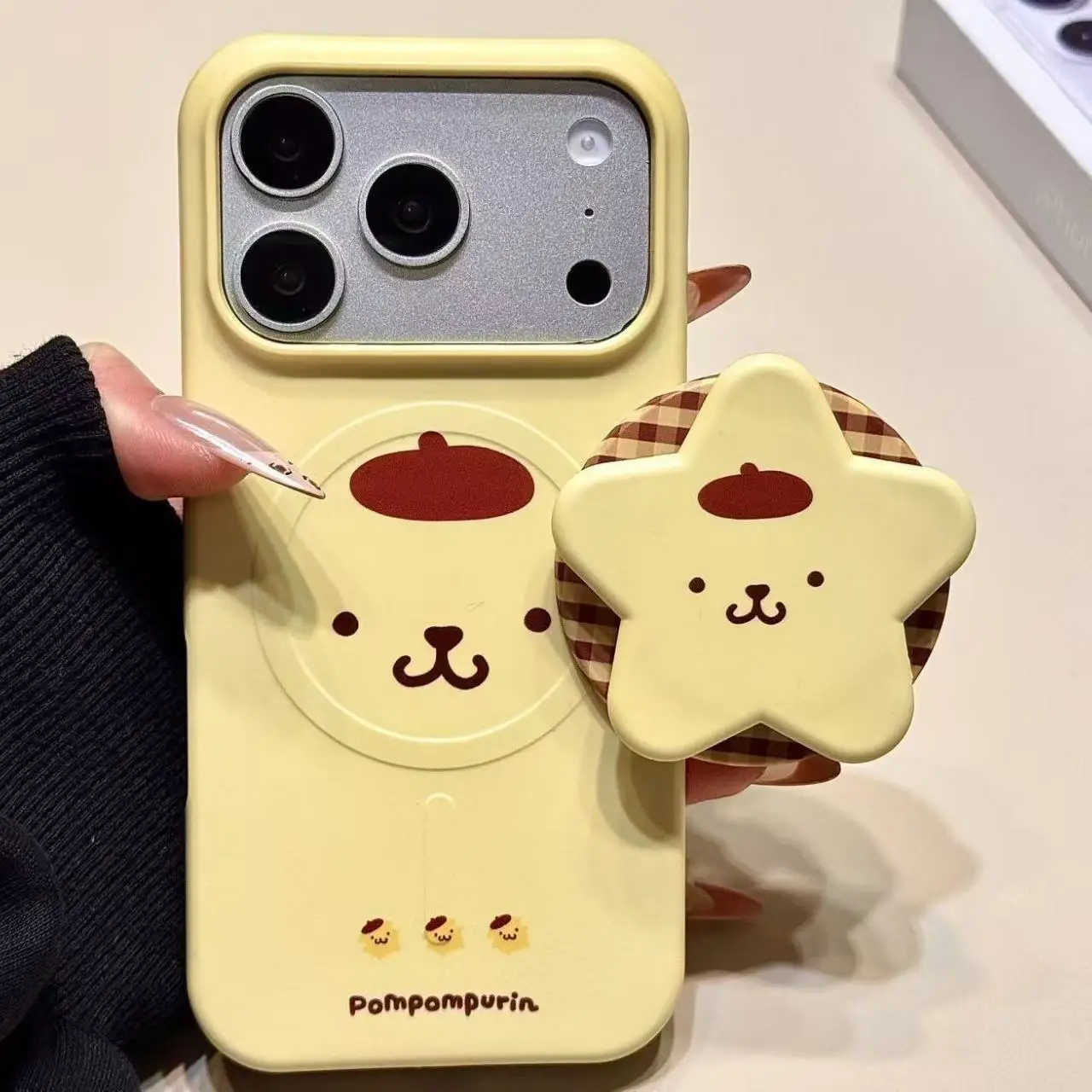 Für Magsafe Magnetischer Handyhalter Grip Tok Ständer Niedlicher Cartoon PomPomPurin Für iPhone Faltbare Kabellose Ladehülle Halter – Detail 2