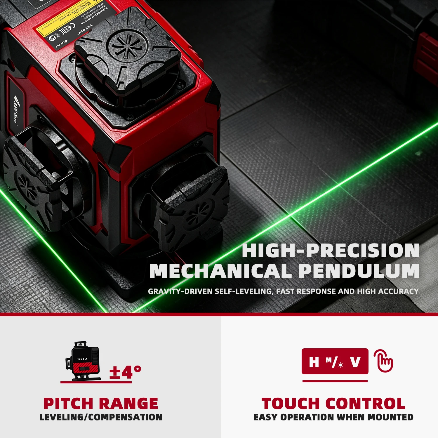YEVOLT 16 Hatlı 4D Yeşil Kendi - Laser Level 16 Lines 4D Green incelemesi ve fiyatı