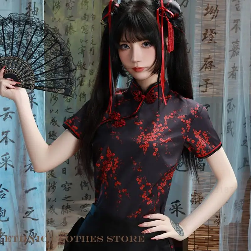 

Plus Size 4XL New Jacquard Flower Tang Clothes Tops Cheongsam Shirt Cosplay Costume Lady Qipao Vintage Tradition Chinese Costume