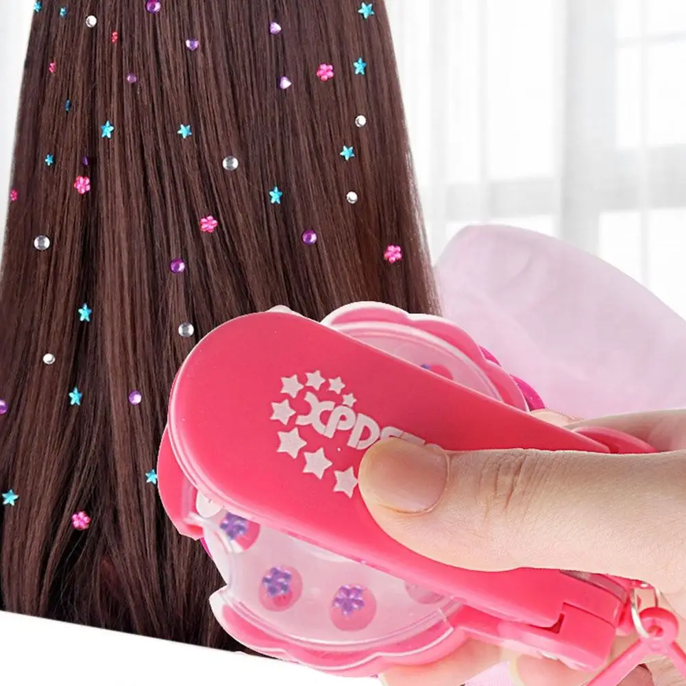 ホットマジックキラキラガールズヘアダイヤモンドドリルマシンDIYごっこ遊びツール子供用教育玩具プラスチックダイヤモンドステッカー