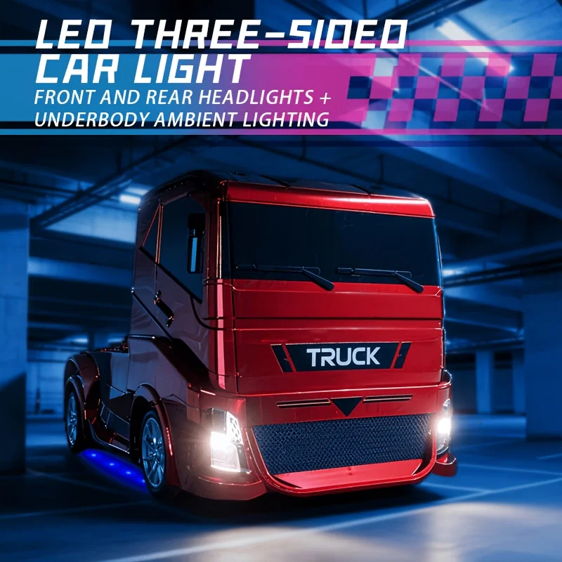 1:24 4WD RC Drift Truck with LED Replaceable Tires, 2.4GHz High Speed Remote Control Racing Toy Gift for Kids Boys view 6