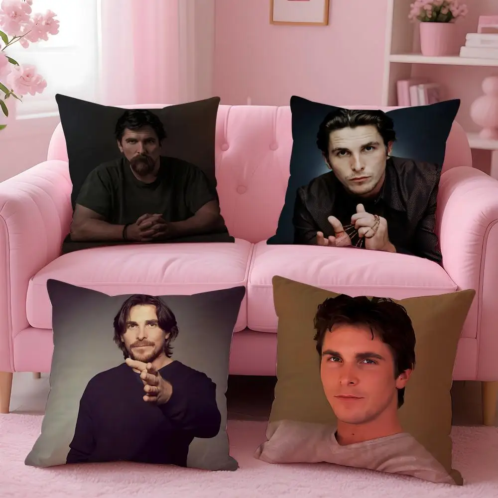 movie Christian Bale Cushion Cover Cushion Cover Set 4Pcs 50x50 45x45 40x40 Pillowcase Decorative Sofa Home Decor