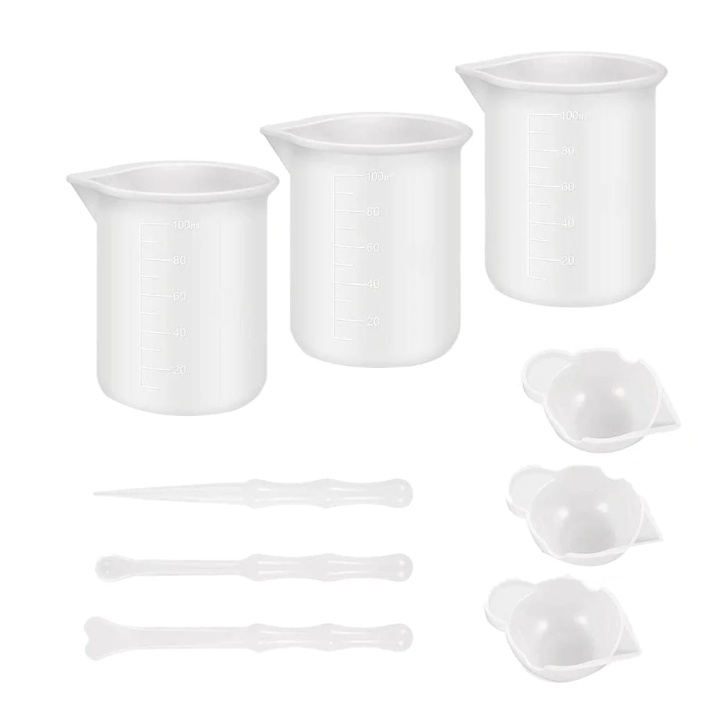 Silicone Tool Set , 3PCS 100Ml Epoxy Resin Mixing Cups with Silicone Mat,3PCS Silicone Stir Stick, 3Pcs Epoxy Resin Cups