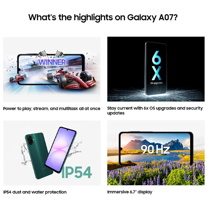 Samsung Galaxy A07 Mobile Phone Global Version 5000mAh Large Battery 50MP Main Camera 6.7