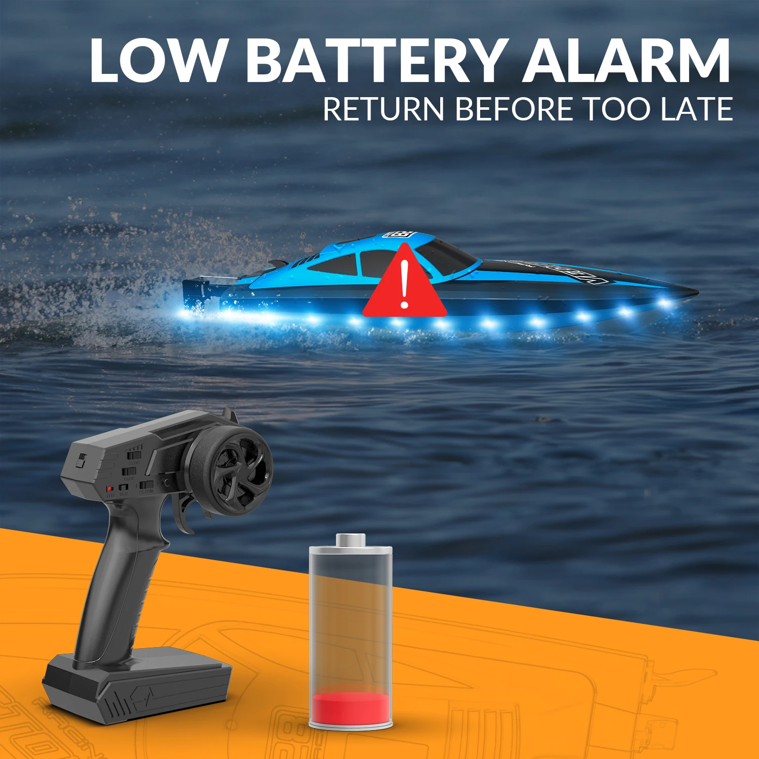 VOLANTEXRC RC เรือ 20MPH Fast รีโมทคอนโทรลเรือไฟ 2.4 Ghz ของเล่นเรือสําหรับสระว่ายน้ําและ Lakes 2 แบตเตอรี่ชาร์จ