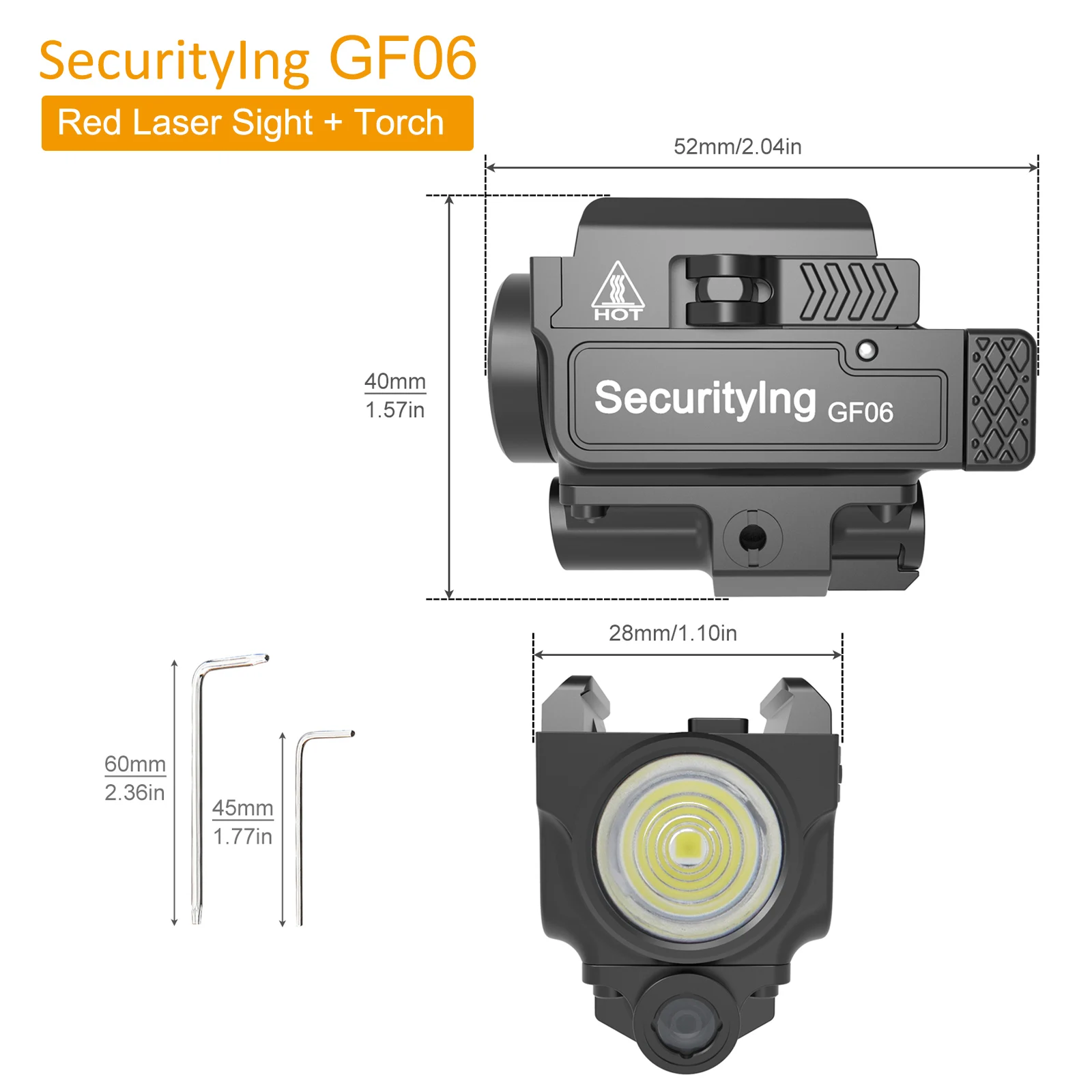 Imagem -03 - Mini Lanterna Recarregável para Picatinny Rail Securitying Gf06 800 Lumen Modos de Luz Impermeável 20 mm Largura