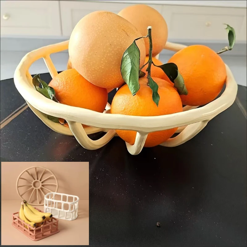 Morandi Resin Hollow Fruit Basket, Home Decor for Living Room Coffee Table, Homestay Storage Ornaments, Bedroom Storage Tools