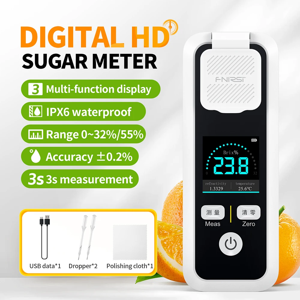 JBM-10 JBM-20 Digital Brix Refractometer Rechargeable Sugar Content Tester for Fruit Juice Beverage Wine Beer Measurement 32/55%