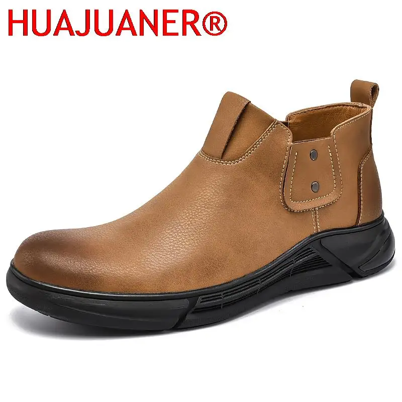 

New Leather Men Shoes Casual Luxury Brand Chelsea Fashion Shoes Mens Loafers Moccasins Male Breathable Comfortable Slip on Shoes