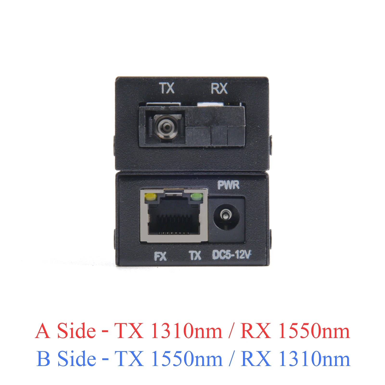 محول وسائط ألياف جيجابت صغير (زوج واحد) - جهاز إرسال واستقبال 100/1000 ميجابت في الثانية SC إلى RJ45، 20 كجم مع محول طاقة