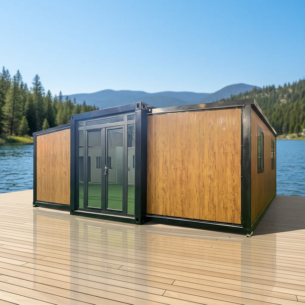 New Design 3-in-1 Double Wings Expandable Sandwich Panel Container House Folding Prefab Tiny House Portable Home Office Hotel